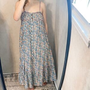 Free People Molly Jo Midi Dress Blue Floral